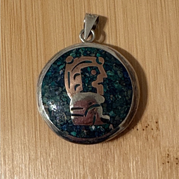 Taxco Jewelry - Taxco Sterling Silver Pendant with Brass and Copper Inlay